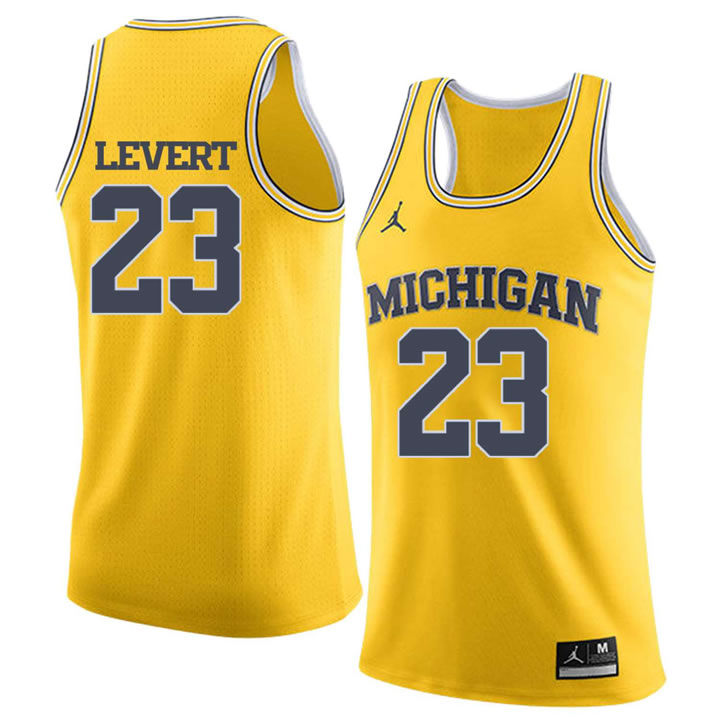University of Michigan #23 Caris Levert Yellow College Basketball Jersey